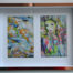 Lot de 2 cartes postales encadrées et signé